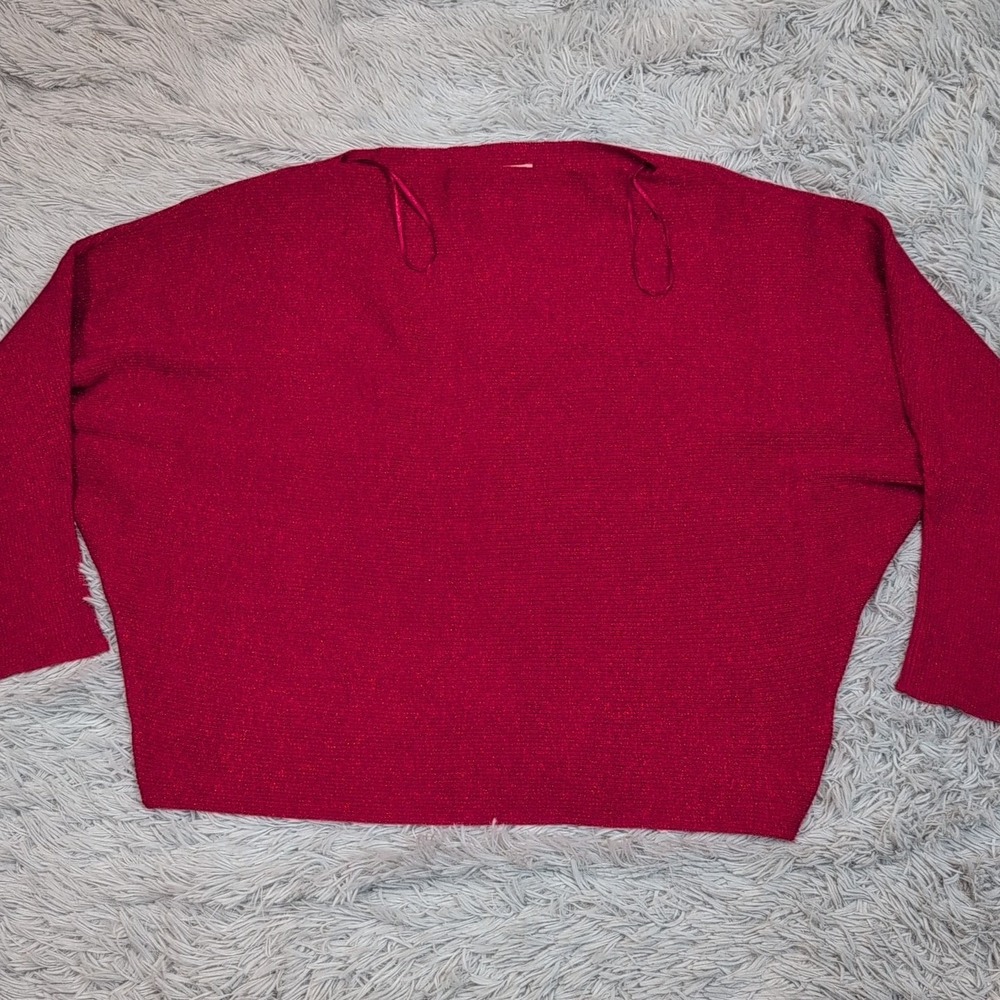 Philosophy‎ Shirt Womens 1X Red Sparkly Evening Top Metallic Casual Preppy